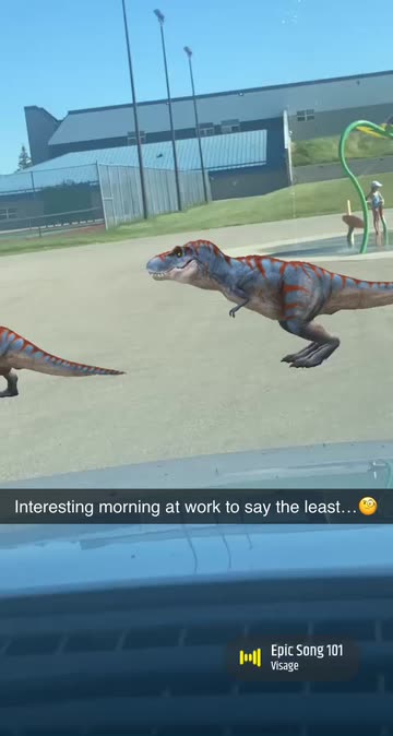 Preview for a Spotlight video that uses the T-Rex Dinosaur Lens