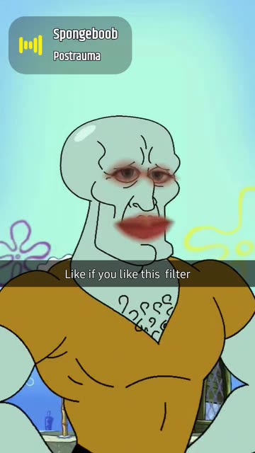 Preview for a Spotlight video that uses the sexy squidward Lens