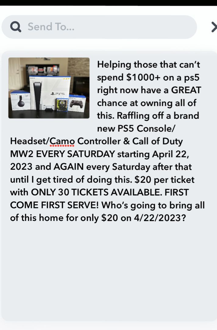 PS5 Raffle $20/entry