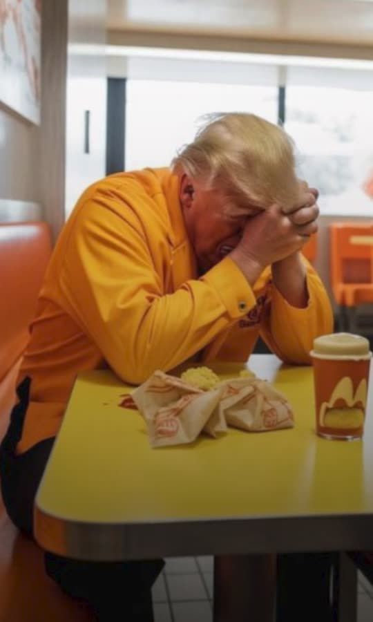 رصد دونالد ترامب حزين في ماكدونالدز