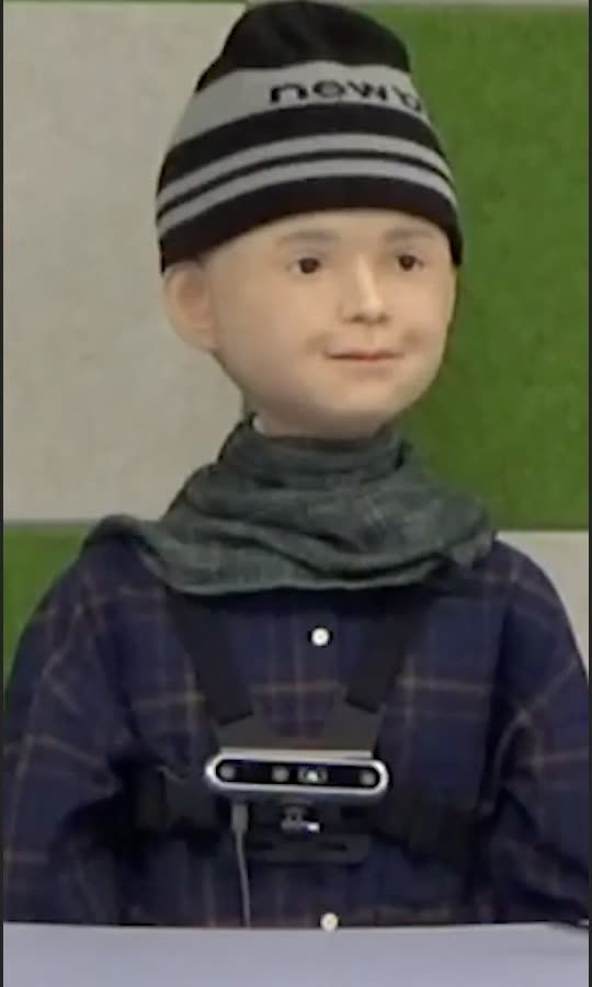This isn't a boy, it's a robot that can display emotions