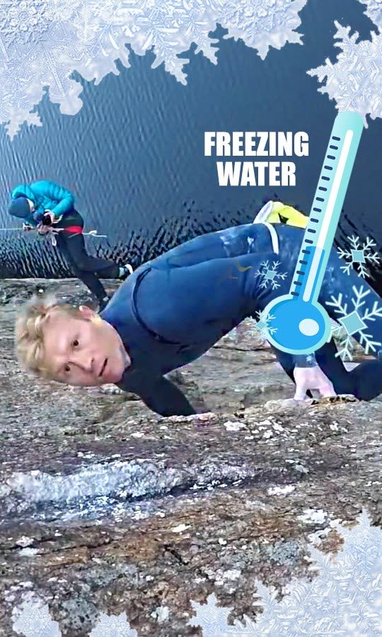 Climbing Above Freezing Cold Water