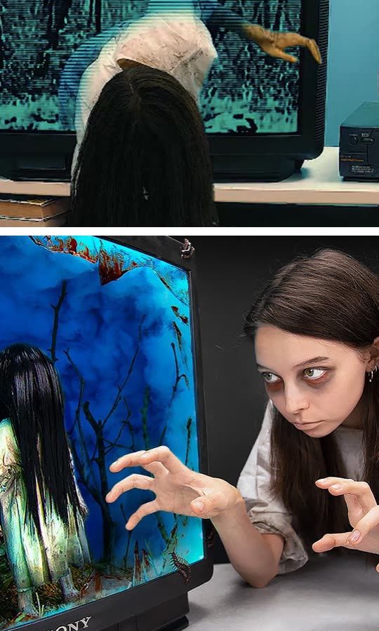 Girl from The Ring horror movie on your TV