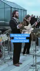 Relive a pivotal moment in music history as The Beatles perform their iconic song 'Get Back' live on a rooftop in 1969. This footage captures the raw energy and camaraderie of the band during their legendary final concert, set against the backdrop of London's urban landscape. by @thebeatles with original sound