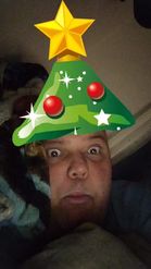 Preview for a Spotlight video that uses the Christmas Tree Hat Lens