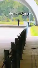 This is a fast-paced, immersive point-of-view (POV) shot from inside a long, arched tunnel. The camera moves rapidly forward along a concrete path next to a metal railing. In the distance, a person on a scooter or electric unicycle is visible. The text 'bro was flying' appears on screen, suggesting the rider is moving at high speed. The lighting dramatically shifts from natural daylight at the entrance to intense artificial yellow light deeper within the tunnel, creating a surreal and energetic atmosphere. by @vepace with Original Sound by vepace