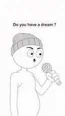 This animated short from Maditt Studios tells a simple story about dreams and family. It features minimalist stick-figure characters in black and white. The narrative unfolds through text overlays, starting with a question, 'Do you have a dream?', followed by a character's response, 'I wanna open up a cafe with my uncle.' The scene then shifts to another character who replies, 'I don't have an uncle,' creating a humorous and poignant moment. The animation style is clean and expressive, focusing on the characters' reactions and the power of the text. by @madittstudios with Original Sound by madittstudios