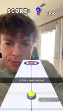 Watch Dylan Terryberry react in real-time as he scores an impressive 86 out of 100 points in a digital curling game. This high-energy moment captures his surprise and excitement during a successful throw. by @datloading with Grand Theft Auto: San Andreas (Official Theme Song) by Michael Hunter