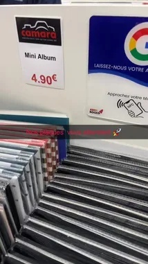This walkthrough takes you inside an Amh Boost store, showcasing their photo printing services, including a 'Mini Album' for 4.90€. You'll see the counter area where ID photos are processed, with visible signage for 'IDENT' services and a Google Pay contactless payment option. The video provides a clear look at the retail environment and available customer services. by @amh-boost with amh-boost by Original Sound