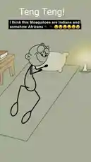 A stick figure character peacefully sleeps under a candlelight, blissfully unaware of the impending chaos. A mosquito appears, and soon a swarm of them descends upon him. The animation humorously depicts the mosquitoes' 'attack,' culminating in a dramatic shadowy figure looming over a stack of books where the insects are gathered. The entire scene is accompanied by a loud, comical buzzing sound effect, creating a funny and memorable short clip. by @levis_ian with Original Sound by levis_ian