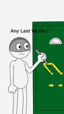 This animated short from Maditt Studios presents a surreal and darkly comedic scene. It begins with a guard asking a prisoner in an electric chair, 'Any Last Words?'. The prisoner, visibly shocked, replies, 'I was shocked!'. The guard then proceeds to laugh maniacally before turning the power on, causing the prisoner to scream in pain. The animation uses simple, bold lines and stark colors to create a memorable and unsettling moment. by @madittstudios with Original Sound by madittstudios