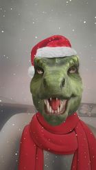 Preview for a Spotlight video that uses the Festive T-Rex Lens
