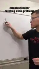 Watch as a calculus teacher meticulously builds a challenging exam problem from scratch on a whiteboard. Starting with a simple derivative, he progressively adds complexity by incorporating fractions, trigonometric functions, and integrals, demonstrating the thought process behind crafting difficult questions. by @christamic3 with Original Sound by christamic3
