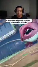 In this intense animated battle, Chompy Chasey, a determined orange dog with large blue eyes, valiantly defends his friend Binky Drinky—a pink baby shark in a diaper—from an aggressive attack. The fight unfolds in a surreal, colorful arena with confetti scattered across the ground, showcasing exaggerated cartoon physics and dramatic close-ups. As the dog heroically confronts the larger shark, the scene culminates in a shocking twist involving the shark's tongue, leaving the outcome uncertain. This high-energy clip captures the chaotic fun and unexpected drama of modern animation. by @jayify5 with Original Sound by jayify5