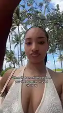 A woman celebrates her birthday with a special friend at a sunny beach location. She walks along a path lined with palm trees, expressing her appreciation for the thoughtful gesture. The scene captures the joy and warmth of a close friendship on a memorable day. by @n8ka_122 with Original Sound by Contains: Love Story Sped Up - Shade