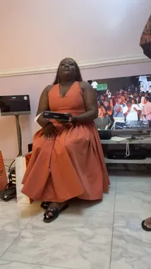 Watch Ife💍 celebrate her birthday in style! She's wearing a stunning orange dress and a 'Happy Birthday' tiara, laughing heartily while holding a gift box. This joyful moment captures the essence of a special celebration. by @ife_arals with original sound