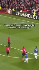 Watch Paul Pogba take a penalty kick for Manchester United in a Premier League match. The video captures his deliberate pre-kick routine, the moment of impact, and the goal being scored. Text overlays highlight 'How long does it take Pogba to take the penalty?' and 'Slow and steady wins the race!', emphasizing his methodical approach. This is a classic example of a player using composure under pressure to convert a crucial scoring opportunity. by @premierleague with Original Sound by premierleague