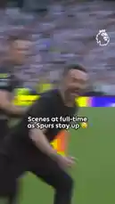 This video captures the intense emotions at Tottenham Hotspur's stadium after a crucial final-day Premier League match secured their survival. It features fans celebrating wildly, players expressing relief and joy, and a massive crowd united in white shirts, all reacting to the team avoiding relegation. by @premierleague with Original Sound by premierleague