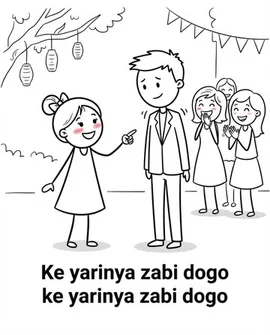 Watch Ameerah's delightful Swahili children's song 'Zabi Dogo' come to life with charming black-and-white illustrations! This engaging video features scenes of a girl pointing to a man, a woman walking towards a chair, and a joyful group dancing together. Each frame includes the Swahili lyrics, making it perfect for learning language through music and coloring. It's a fun way for kids to learn new words while enjoying the catchy tune. by @itz.miirah with Original Sound by itz.miirah