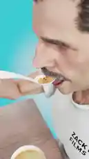A man uses a special spoon to eat soup. The spoon contains a small battery that sends a gentle electrical current through the food to your tongue, stimulating your taste buds and making the food taste salty even if it isn't. An animated brain shows how these signals travel to the brain, tricking it into thinking the food is saltier than it actually is. by @bilil01 with Original Sound by bilil01