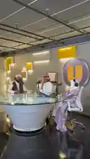 This live recording from UFM Radio features a traditional musical performance by a group of musicians in cultural attire, followed by an interview with three hosts seated at a modern studio desk. The session captures the vibrant energy of folk music in a professional broadcast setting. by @ufmradio with Original Sound by ufmradio
