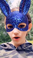 Preview for a Spotlight video that uses the Blue Bunny Mask Lens