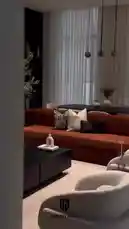 Explore a stylish modern living room design with warm terracotta sofas, sleek black furniture, and elegant decor details. This tour showcases contemporary interior design techniques, including statement artwork, ambient lighting, and curated home accessories, all presented by سارة _ Design Skill. von @designskill mit designskill von Original Sound