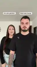In this short clip, Lisa and Niko humorously demonstrate their financial situation. Lisa, holding an empty water bottle, jokes about having nothing to drink. The scene shifts to them in a car, where Niko shows his nearly empty wallet to Lisa, who laughs. The on-screen text 'Arm aber glücklich' (Poor but happy) perfectly captures their lighthearted, relatable moment. by @liisa.niiko with Original Sound by liisa.niiko