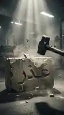Witness the powerful metaphor of a stone engraved with 'عَذْر' (Excuse) being shattered by a hammer, symbolizing the end of excuses. This is followed by intense gym workouts, culminating in a promotional graphic for 'مسار الأبطال' (Way Masters), a fitness program launching in 2026. The video is a motivational call to action, urging viewers to stop making excuses and start their journey to becoming champions. by @mmastersway with Original Sound by mmastersway