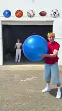 Felix plays a hilarious ball guessing game with a friend in front of a garage. They take turns throwing different balls like a blue exercise ball, a basketball, and a baseball. Can you guess which ball they'll pick next? Watch as they try to dodge and catch the surprise balls! by @mehlix with Original Sound by mehlix