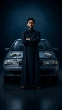A man in traditional attire stands confidently before a luxury vehicle overflowing with cash, as money rains down around him. This powerful imagery, set against a dramatic dark sky with spotlights, suggests a significant announcement or opportunity related to wealth and success. The date '15.7.2026' is prominently displayed, marking a pivotal moment. by @dotmedia.sa with Original Sound by dotmedia.sa