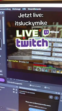 This clip captures the moment streamer itsluckymike prepares to go live on Twitch. Viewers see his streaming software interface, a 'LIVE' graphic overlay, and a glimpse of his webcam feed as he gives a final update before starting his broadcast. by @itsluckymike with Original Sound by itsluckymike