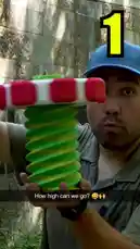 In this epic challenge, BigBang Bash and a friend collaborate to stack an incredible number of green slinky toys. Starting with just one, they progressively add more until they've created a towering 24-foot structure stretching from the ground all the way to the top of a bridge. It's a test of patience, teamwork, and physics that culminates in a massive, wobbly tower that defies gravity. by @bigbangbash_off with Original Sound by bigbangbash_off