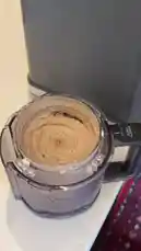 Watch as يُوسف عبدالرحمن demonstrates the final step in making creamy hummus using a Ninja blender. He stirs the thick, perfectly blended mixture to showcase its smooth texture, providing a simple and effective recipe tip. by @alysf90 with Original Sound by alysf90