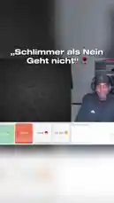In this viral social media clip, Chris is seen reacting to a popular German language challenge titled 'Schlimmer als Nein'. The scene cuts to a humorous animated Spider-Man water fight before returning to Chris's live reaction. The video concludes with a split-screen image teasing a Valentine's Day themed video. by @chris.lvu with chris.lvu by Original Sound