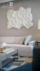 Discover contemporary interior design inspiration with ALEMAR CONCEPT. This stylish living room features a neutral color palette, a unique textured wall art piece, a sleek white sofa, and elegant decor. See how modern furniture and thoughtful details create a sophisticated space. by @alemarconcept with alemarconcept by Original Sound