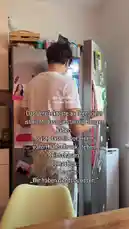 A young person stands in front of a fully stocked refrigerator, looking surprised and confused. On-screen text humorously explains the common teenage behavior of claiming to have nothing to eat despite having a full fridge. The scene captures a relatable moment of teenage life and family dynamics. by @mimi6kids with Original Sound by Contains: Ain't It Fun (Radio Edit) - Paramore