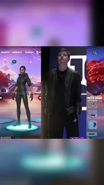 In this split-screen video, streamer Oatley stands next to his Fortnite character model. He explains his decision to choose a specific skin for an event, stating it was his 'skin for LAN.' The video shows him wearing a black leather jacket, which he confirms is the outfit he selected. by @oatleyfn with Original Sound by oatleyfn