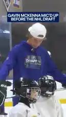 In this heartwarming scene, NHL prospect Gavin McKenna takes time to interact with young hockey players on the ice before the NHL Draft. He answers their questions, shares a few laughs, and even skates alongside them, showing his approachable side amidst the big event. by @nhl with Original Sound by nhl