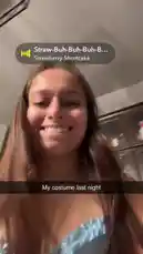 In this viral social media clip, creator Alison Rossum performs a playful dance routine in her kitchen while wearing a light blue corset dress and striped socks. She lip-syncs to the trending song 'Strawberry Shortcake' by Straw-Buh-Buh-Buh-B... as she moves energetically through various poses and spins. by @alison.rossum with Straw-Buh-Buh-Buh-Buh-Berry Shortcake by Strawberry Shortcake