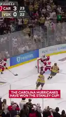 Witness the Carolina Hurricanes' historic moment as they clinch the Stanley Cup in a dramatic Game 7 victory over the Vegas Golden Knights. The video captures the final moments of the game, the eruption of celebration on the ice, and the team's emotional triumph after a hard-fought series. by @nhl with Original Sound by nhl