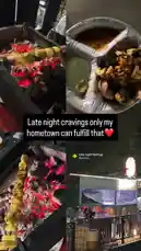 A nostalgic late-night journey through my hometown's street food culture. Watch as skewers sizzle over glowing coals at a bustling food stall, then enjoy the satisfying crunch of grilled chicken and onions served with a side of tangy chutney. It's the perfect late-night craving, and only my hometown can fulfill it. #StreetFood #NightEats #HometownVibes by @dsunmusic with Late night feelings by Mylesxiety