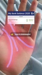 Preview for a Spotlight video that uses the MONEY PALM READING Lens