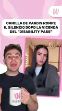 In this exclusive report from Webboh.it, Camilla De Predis addresses recent controversy surrounding her 'Disability Pass' status. A male presenter discusses the situation while footage of Camilla speaking is displayed. by @webboh.it with Original Sound by webboh.it