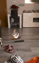 Preview for a Spotlight video that uses the Poop Emoji Lens