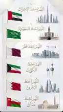 This static image features the national flags of the six Gulf Cooperation Council (GCC) member states—United Arab Emirates, Saudi Arabia, Qatar, Kuwait, Bahrain, and Oman—arranged vertically. Each flag is paired with its Arabic name and an iconic landmark from the respective country, such as the Burj Khalifa, Mecca, and the Kingdom Tower. At the top, 'اللهم احفظ الإمارات' (O Allah, protect the Emirates) is written, while the bottom reads 'اللهم احفظ عُمان' (O Allah, protect Oman). A male voice recites a prayer in Arabic, creating a solemn and patriotic atmosphere that celebrates regional unity. by @soldere.ledyafa with Original Sound by soldere.ledyafa