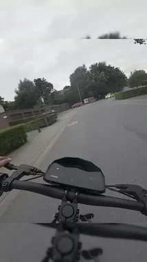 This first-person POV video captures a thrilling ride on a Vepace electric bike. The rider accelerates through a residential area, showcasing a modern digital display that climbs to 48 km/h. The journey takes a surprising turn as a police van passes by, adding an element of suspense to the otherwise smooth ride. by @vepace with Original Sound by vepace