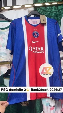 A showcase of Paris Saint-Germain's new 'Back2Back' home jerseys for the 2026/27 and 2025/26 seasons. The video displays both the front and back views of the blue, red, and white striped kits, highlighting the 'Qatar Airways' sponsor, Nike swoosh, and special 'Back2Back 26 Champions d'Europe' graphics celebrating their European titles. by @adz.shop with Paris SG chant ❤️💙 by Contains: Tous Ensemble On Chantera (PSG/France) - Avanti Fener
