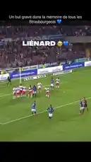 This intense soccer highlight captures a pivotal moment from a Ligue 1 match. A player in blue takes a penalty kick under pressure from the opposing team's wall. The crowd erupts in celebration as the ball hits the net, but the joy is immediately replaced with shock and disbelief. The camera focuses on the dejected face of Lyon's player Liénard, who missed the crucial penalty, before cutting to the jubilant reactions of the fans. The sequence powerfully conveys the dramatic highs and lows of professional football. by @ligue1 with Original Sound by ligue1