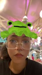Preview for a Spotlight video that uses the frog hat Lens